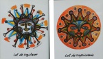 Par de posters emoldurados, Sol de Saturno e Sol de Capricórnio em desenhos de Carlos Paez Vilaró/2006 - 36cm por 29cm cada