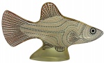 ABRAHAM PALATNIK- escultura de resina de poliéster representando peixe assinada, medindo 18 cm alt x 30 cm comprimento.