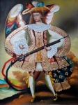 Cusquenho, São Miguel Arcanjo, óleo sobre tela, medidas 42x33, sem assinatura, sem moldura e sem chassi.