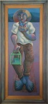 Adélio Sarro, Últimas Pegadas, óleo sobre tela, medidas 160x60cm, datada 1989, assinada cid e dorso, com moldura 190x90cm.