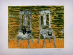 Fang, Composição com cadeiras, gravura tiragem PA, medidas 40x52cm, assinada cid, sem moldura.