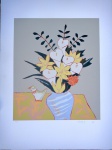 Fang, Vaso de flores, gravura tiragem 59/140, medidas 100x70cm, datada 1994, assinada cid, sem moldura.