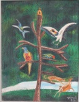 JR SANTOS (Pintor sapateiro) - Floresta - Mariana - M.G. - o.s.t. - 65 x 50 cm - assinado no cid e verso.