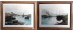Par de gravuras - Marinha com barcos - 45 x 60 cm - assinadas A. Lafitte.