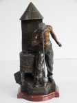 Rousseault. Escultura de petit bronze, representando soprador de vidro "Soufler de Verre". Assinada na base. 46 cm altura. Selo da fundição.
