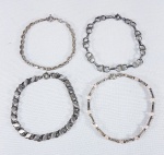 4 pulseiras em prata de lei modelos diversos