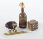 BAHIA - Joia de Crioula - 3 pingentes em ouro baixo e madeira