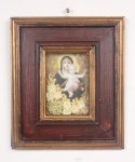 Porta retrato Nossa Senhora da Vitória com Menino. Mede 11cm x 17cm de altura.