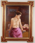 Maria Campos - OST - "Bailarina visitando o atelier" 1989. Mede 72cm x 91cm.