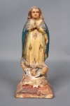 Nossa Senhora da Conceição - Imagem em madeira policromada feitura popular. Mede 18cm altura.