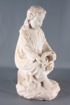 Anjo contemplativo - Linda estatueta esculpida em mármore branco.  Mede 20cm x 20cm x 50cm de altura.