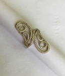 PRATA- Lindo anel em prata 925, cravejado por zircônias brancas, designer moderno. Aro.18