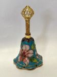 COLEÇÃO- Cloisonné - Belíssimo sino chinês, miniatura, em Cloisonné. Med. 10cm