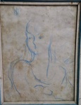 Ismael Neri - Desenho a giz de cera.  Figura feminina. Assinado. Obra med. 29x22cm. Apresenta fungos.