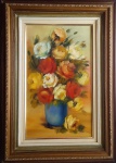Belo quadro óleo sobre tela "Flores" moldurado,assinatura não  identificado - Medidas: