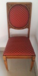 Cadeira em madeira originária de Bali,  encosto entalhado em madeira, assento e encosto estofado em tecido  - Medidas:  42x40x95 cm( Cadeira com rachadura no encosto, lote vendido no estado)