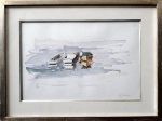 M. SCHIAZ, Barcos na Urca, aquarela, 22x33cm, assinado.