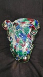 Vaso de vidro de Murano série cactos  fantasia, 20 cm de altura x 18 cm de altura. Apresenta   pequenos bicados e desgastes na base.
