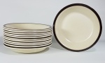 DOVERSTONE STARFORDSHIRE - "HEARTHER' - 12 pratos de sobremesa em porcelana inglesa creme e marrom. Med. 18 cm