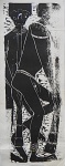 Hansen Bahia - xilogravura original, "Índio do Xingu", Prova de Impressão com defeito, com perfuração de traça, sem assinatura (somente na chapa), medindo: 78 cm x 28 cm. Obra sem moldura.
