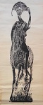 Hansen Bahia - xilogravura original, "Cangaceiro a Cavalo",  com perfuração de traça (sem prejudicar a obra), assinada e datada de 1960, medindo: 99 cm x 40 cm. Obra sem moldura, apresenta alguns amassados.