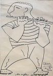 Siviglia - Desenho original assinado no centro inferior e com dedicatória a Geraldo, datado de 1959 e localizado - Roma. Obra sem moldura, medindo: 60 cm x 42 cm.