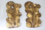 Duas  talhas em madeira com folha de ouro, Minas Gerais. Medidas: 26 X 16 cm.