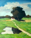 Bustamante Sá - Paisagem de Campo Grande - Óleo sobre tela - Medidas 60 x 50 cm - assinado e datado de 1975