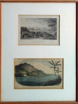 Chácra Braganza a Royal Domain on the Rio de Janeiro in Brazil - Duas Litogravuras em cores sobre papel - Medidas 14 x 19 cm e 14 x 23 Molduras de madeira - Marcas do tempo