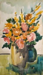 Vitorina Sagboni - vaso de flores - Acid - 1968 - Aquarela - Medidas 50 x 30 cm