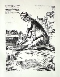 Gilberto Oliveira - Lavadeiras do Abaeté -  Xilogravura - Medidas 27 x 20 cm