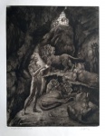 Edgard Cognat - Daniel na cova dos leões - Gravura em metal - Medidas 35 x 55 cm - assinado