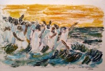 Guache sobre papel - Yemanjá - Dia da Esperança - Medidas 35 x 50 cm - 1970