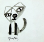 Rogerio Dias - Gato - Aguada - Medidas 20 x 20 cm - assinado
