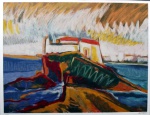 Bracher - Gravura - Série xx/100 - Assinatura canto inferior esquerdo - Medidas ex.: 54x70, in.:48x63 cm - papel amassado