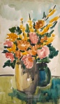 Victorina Sagboni - vaso de flores - Acid - 1968 - Aquarela - Medidas 50 x 30 cm
