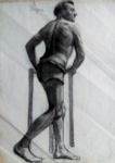 Artista desconhecido - Estudo de Belas artes - Crayon - Medidas 60 x 43 cm