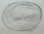 Orlando da Silva - Jacaré - Gravura em metal sem tiragem, assinada no cid - Medidas 20 x 24 cm