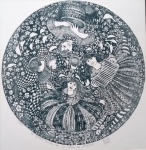 Desnise Roman - Gravura - Os quatro filhos de um casal de artistas - 2010 - Medidas 46 x 46 cm