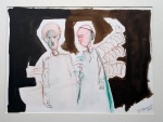 João Carneiro - Figuras - Aguada sobre papel importado - Medidas 36 x 50 cm - assinado no cid