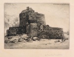 Gravura em Metal - Le vieux fort d'amble tevse en 1902 - Séc XIX - Medidas 17 x 21 cm - Armação com Passepartout 35 x 37 cm