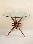 CARLOS MOTTA - " Não me toque", mesa de centro em jacaranda e tampo em vidro. Med.: 74 x 100 cm.