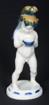 ROSENTHAL-Belíssima escultura em porcelana alemã, representando deus Baco menino, com papagaio e cúia, peça assinada e numerada e marcada na base, ,especial para colecionadores. Med: 26 cm