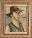 JOSÉ PANCETTI - "Auto-retrato", óleo sobre cartão, assinado no canto inferior direito e datado de 1940. Med.: 45 x 36 cm.