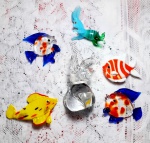 MURANO - Lote contendo 6 miniaturas em cristal murano representando animais. Maior tamanho 8 cm. Um dos peixes possui bicados.