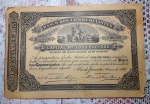Apólice nº 00.437 do BANCO DOS COMMERCIANTES no valor de 100 mil Réis datada de janeiro de 1890. Mede 19 x 27,5 cm.