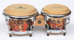 Santana LP - Tamborim com acabamento em metal cromado e madeira decorado .Med:0,10 x 0,26 x 0,14 cm.
