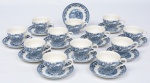ROYAL WESSEX - Lote constando 12 xícaras de chá em porcelana Inglesa com cena padrão fazendinha na cor zul.