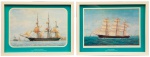 Par de gravuras representando os navios , The ocean Herald, Cliper Norte-Americano. Med: 0,18 x 0,30 cm.( Cada )