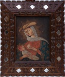 Escola Cusquenha - Virgem Maria e menino Jesus . OST. Bolívia . Med: 0,30 x 0,18 cm .